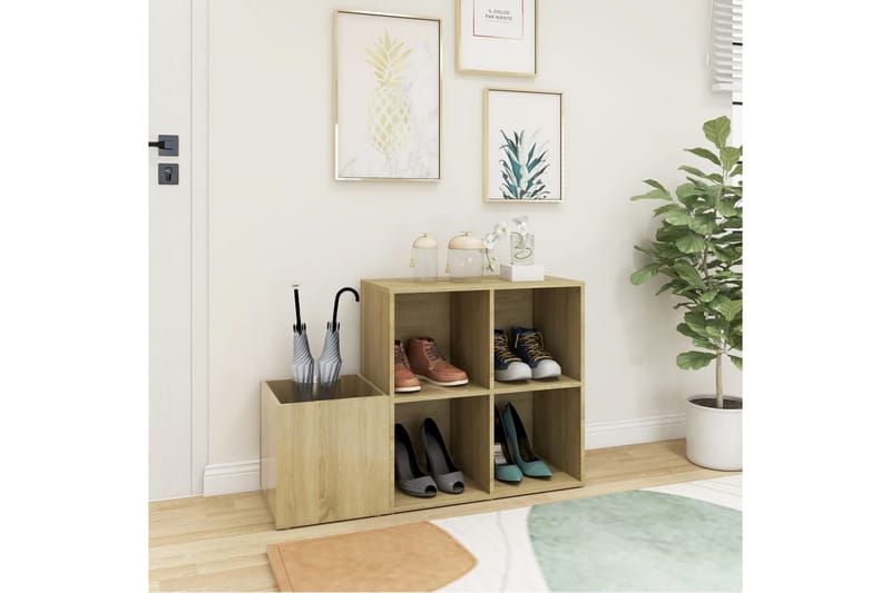 Eteisen kenkäkaappi Sonoma-tammi 105x35,5x70 cm lastulevy - Ruskea - Säilytys - Kenkäsäilytys