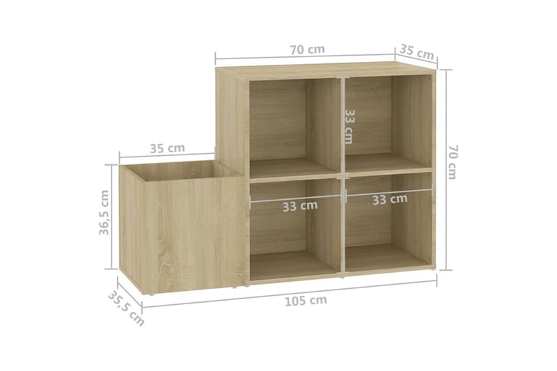 Eteisen kenkäkaappi Sonoma-tammi 105x35,5x70 cm lastulevy - Ruskea - Säilytys - Kenkäsäilytys