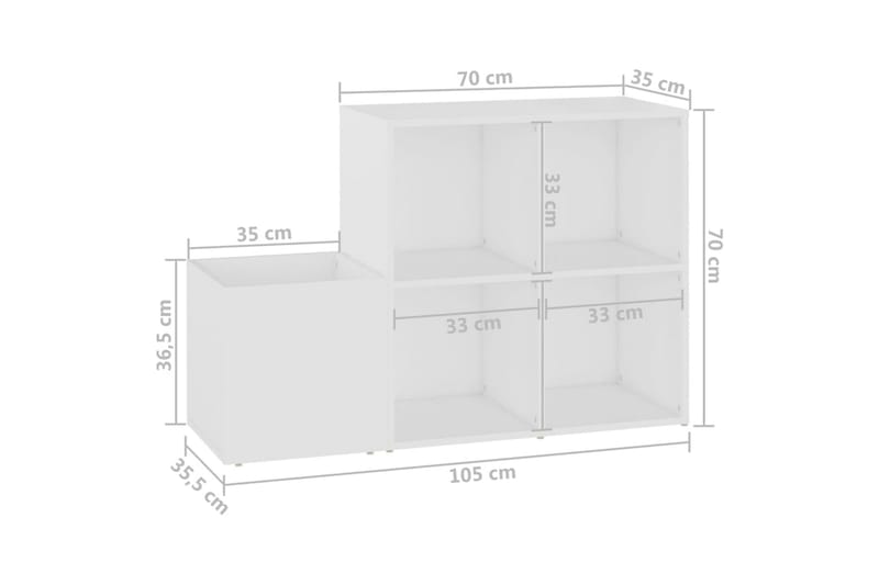 Eteisen kenkäkaappi valkoinen 105x35,5x70 cm lastulevy - Valkoinen - Säilytys - Kenkäsäilytys