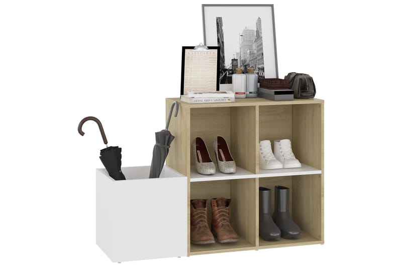 Eteisen kenkäkaappi valk./Sonoma-tammi 105x35,5x70 cm - Beige - Säilytys - Kenkäsäilytys