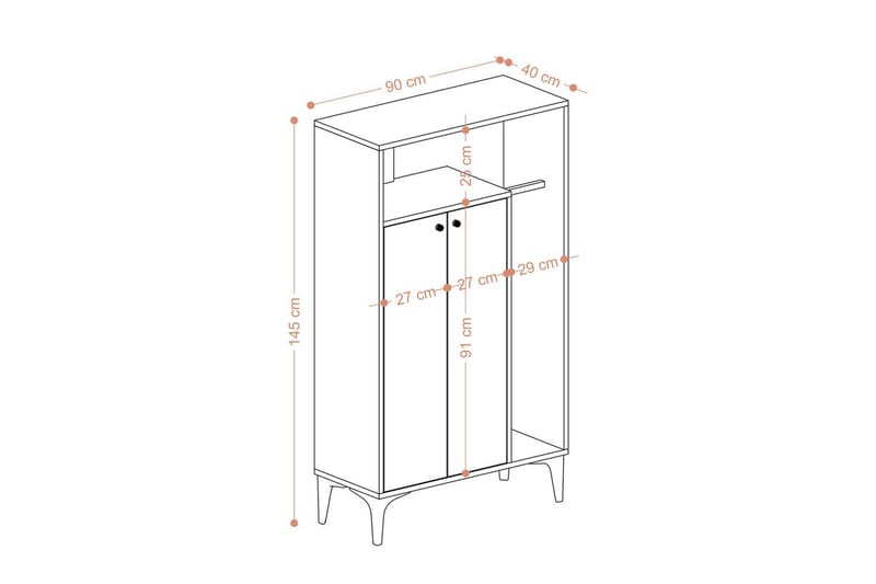 Gedalia Kenkäkaappi 90 cm - Valkoinen - Säilytys - Kenkäsäilytys