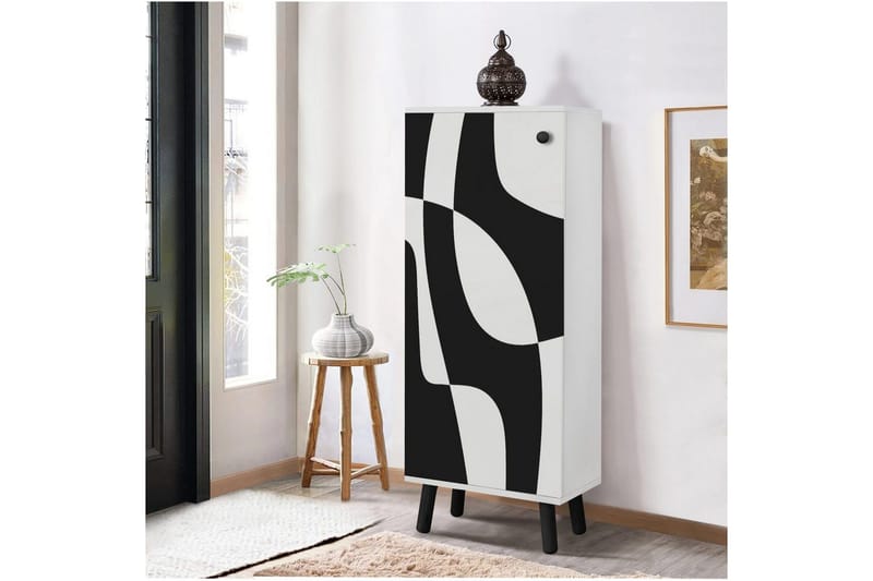 Gelsgan Kenkäkaappi 50 cm - Valkoinen/Musta - Säilytys - Kenkäsäilytys