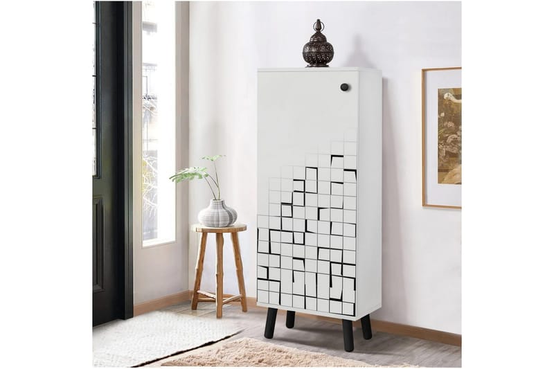Gelsgan Kenkäkaappi 50 cm - Valkoinen/Musta - Säilytys - Kenkäsäilytys