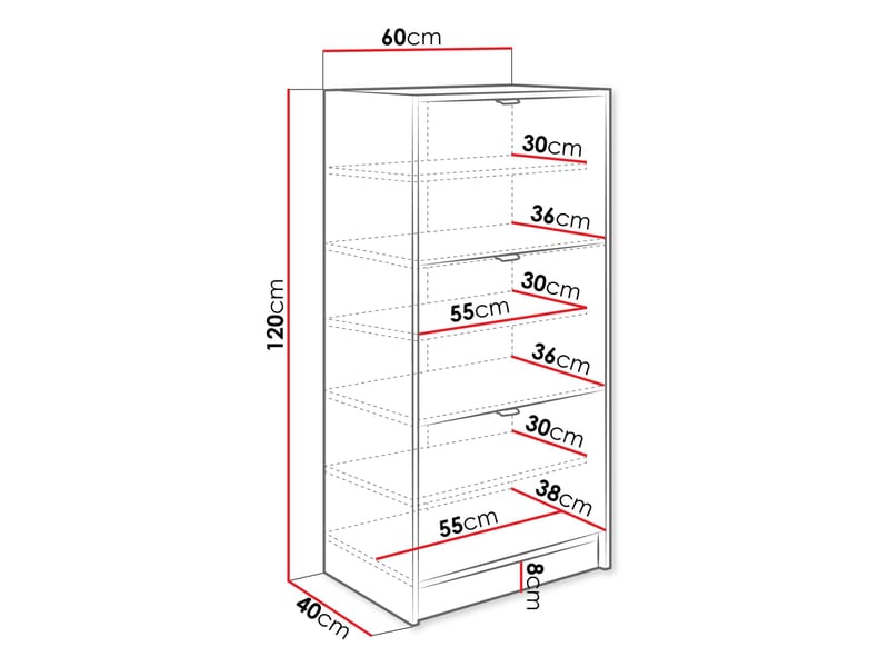 Gudelia-kenkäkaappi 60 cm - musta - Säilytys - Kenkäsäilytys