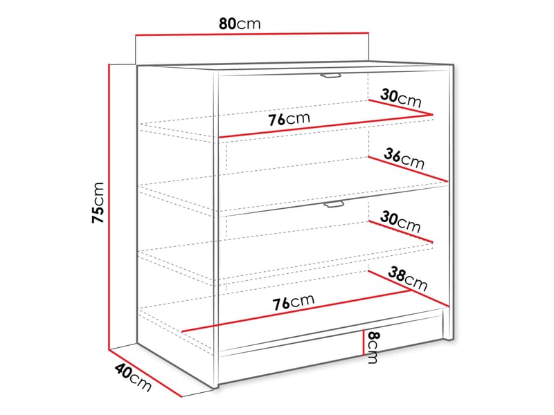 Gudelia-kenkäkaappi 80 cm - valkoinen - Säilytys - Kenkäsäilytys