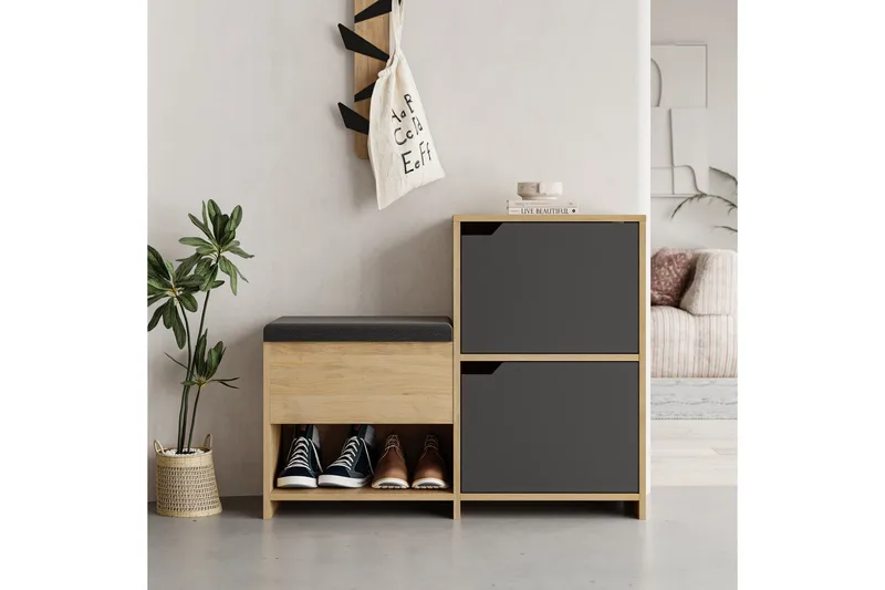 Haven Kenkäkaappi 101,5 cm - Antrasiitti/Tammi - Säilytys - Kenkäsäilytys