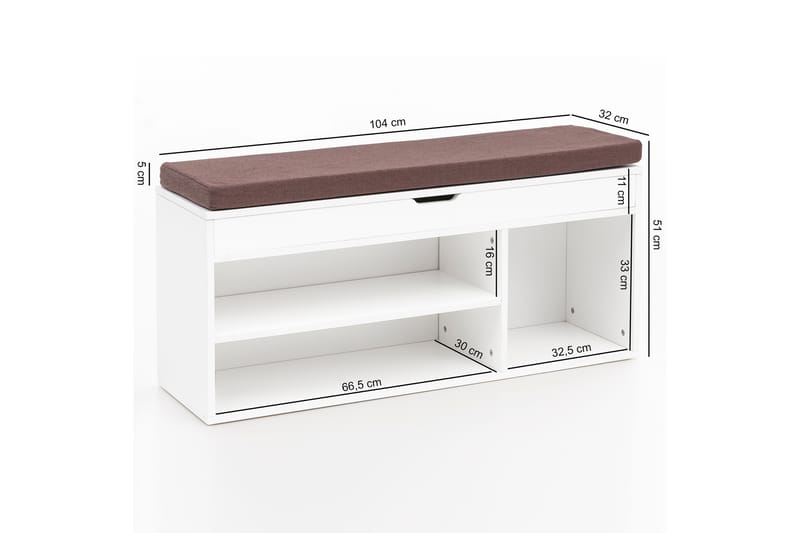 Kenkähylly Deava 104x32 cm - Valkoinen - Säilytys - Kenkäsäilytys - Kenkäteline & kenkähylly