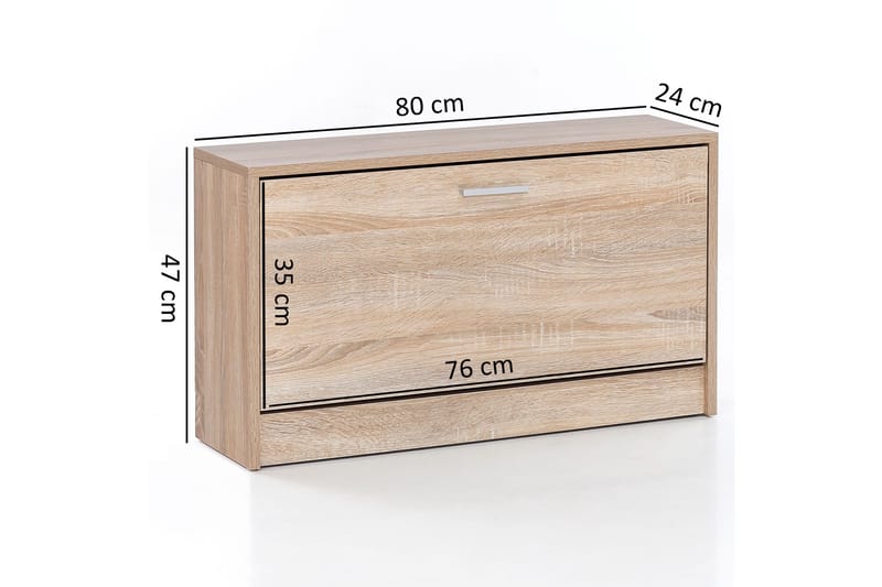 Kenkähylly Kayliegh 80x24 cm - Puu/Luonnonväri - Säilytys - Kenkäsäilytys - Kenkäteline & kenkähylly