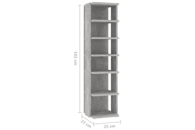 Kenkäkaapit 2 kpl betoninharmaa 25x27x102 cm - Harmaa - Säilytys - Kenkäsäilytys