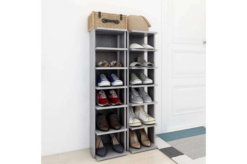 Kenkäkaapit 2 kpl betoninharmaa 25x27x102 cm - Harmaa - Säilytys - Kenkäsäilytys