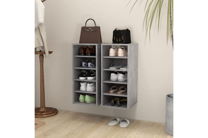 Kenkäkaapit 2 kpl betoninharmaa 31,5x35x70 cm lastulevy - Harmaa - Säilytys - Kenkäsäilytys