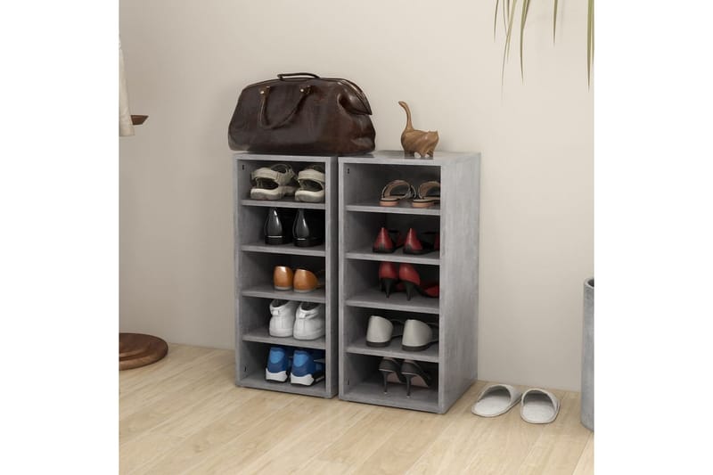 Kenkäkaapit 2 kpl betoninharmaa 31,5x35x70 cm lastulevy - Harmaa - Säilytys - Kenkäsäilytys