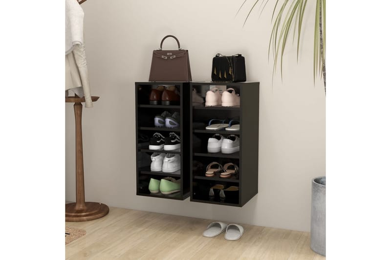 Kenkäkaapit 2 kpl musta 31,5x35x70 cm lastulevy - Musta - Säilytys - Kenkäsäilytys