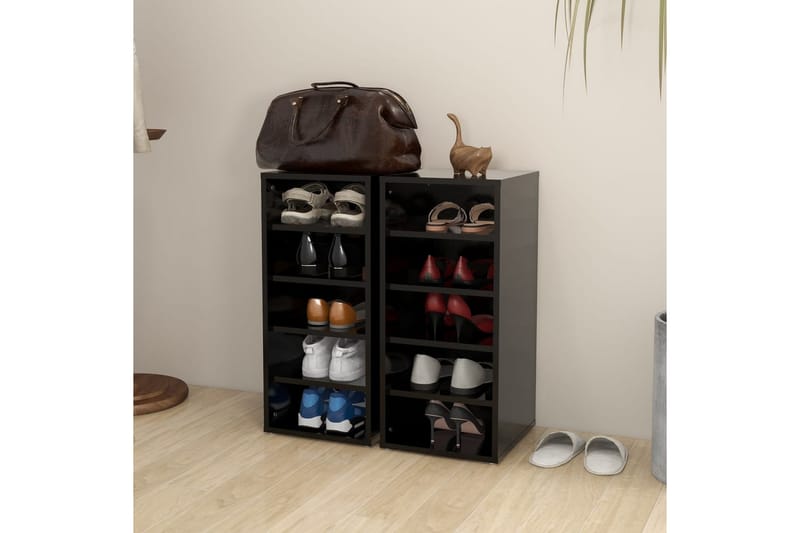 Kenkäkaapit 2 kpl musta 31,5x35x70 cm lastulevy - Musta - Säilytys - Kenkäsäilytys