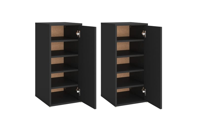 Kenkäkaapit 2 kpl musta 32x35x70 cm lastulevy - Musta - Säilytys - Kenkäsäilytys