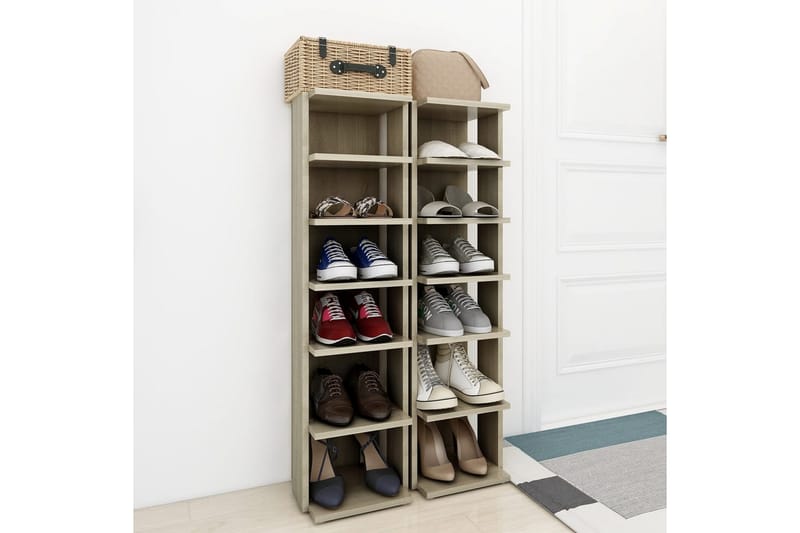 Kenkäkaapit 2 kpl Sonoma-tammi 25x27x102 cm - Ruskea - Säilytys - Kenkäsäilytys