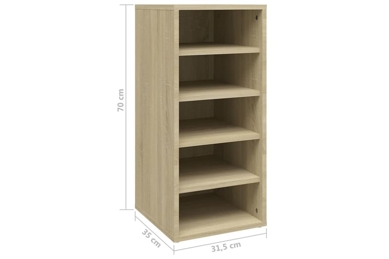 Kenkäkaapit 2 kpl Sonoma-tammi 31,5x35x70 cm lastulevy - Ruskea - Säilytys - Kenkäsäilytys