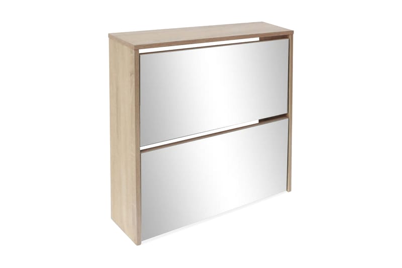 Kenkäkaappi 2 kerrosta ja peilit Tammi 63x17x67 cm - Ruskea - Säilytys - Kenkäsäilytys