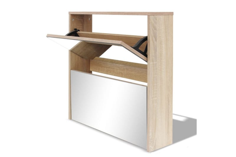 Kenkäkaappi 2 kerrosta ja peilit Tammi 63x17x67 cm - Ruskea - Säilytys - Kenkäsäilytys
