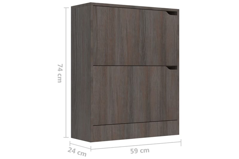 Kenkäkaappi 2 ovella harmaa Sonoma-tammi 59x24x74 cm - Harmaa - Säilytys - Kenkäsäilytys