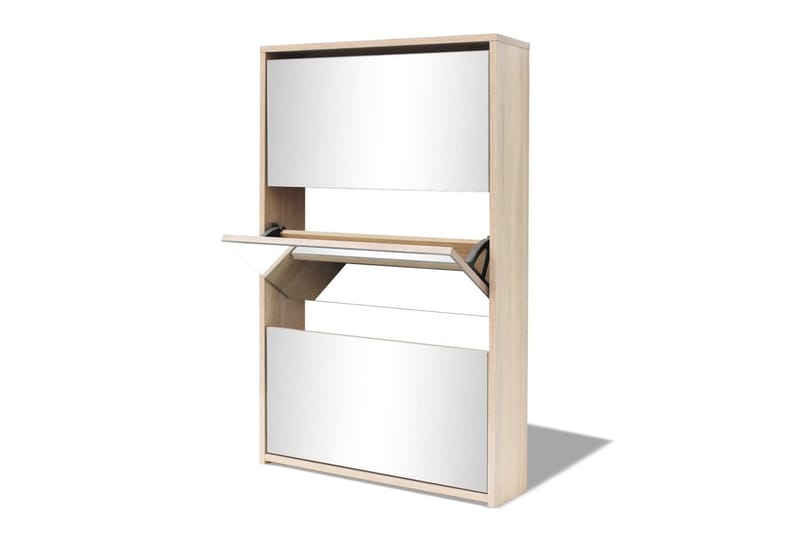 Kenkäkaappi 3 kerrosta ja peilit Tammi 63x17x102.5 cm - Ruskea - Säilytys - Kenkäsäilytys