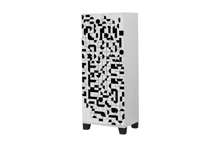 Kenkäkaappi 38x50 cm - Valkoinen/musta - Säilytyskaappi - Kenkäsäilytys - Eteisen säilytys - Kenkäkaappi
