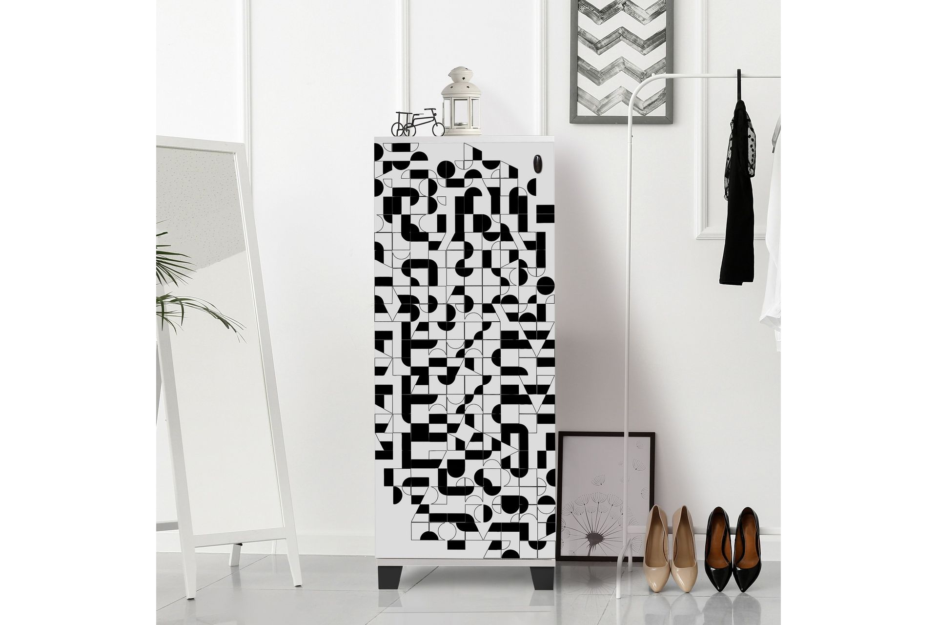 Kenkäkaappi 38x50 cm - Valkoinen/musta - Säilytys - Kenkäsäilytys
