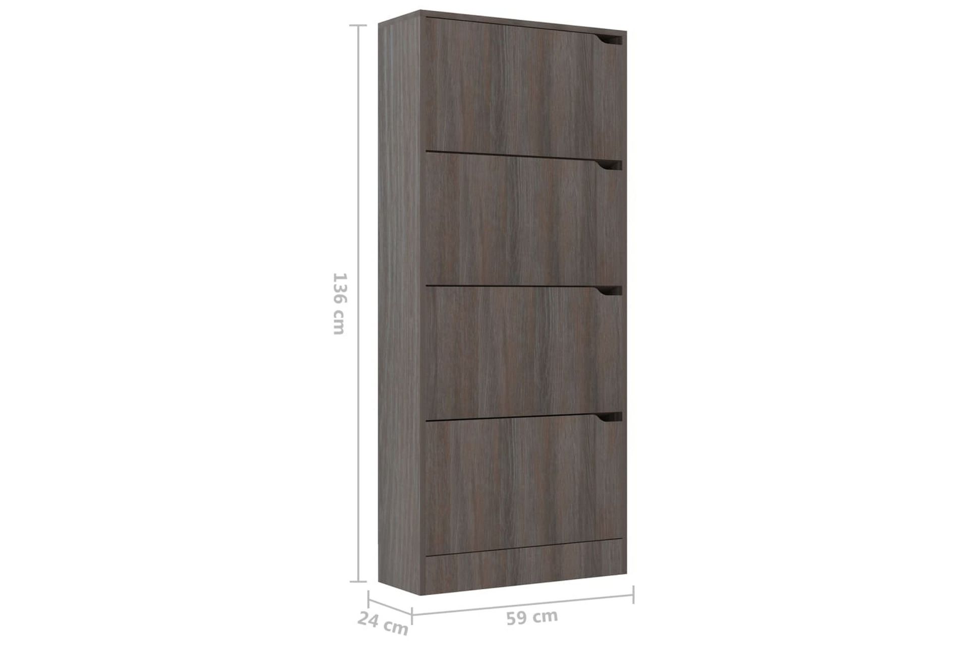 Kenkäkaappi 4 ovella harmaa Sonoma-tammi 59x24x136 cm - Harmaa - Säilytys - Kenkäsäilytys