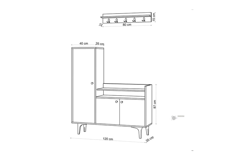 Kenkäkaappi Barneveld 120x35 cm - Luonnonväri - Säilytys - Kenkäsäilytys
