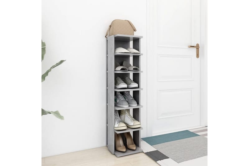 Kenkäkaappi betoninharmaa 25x27x102 cm lastulevy - Harmaa - Säilytys - Kenkäsäilytys