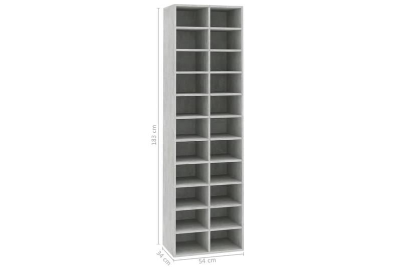 Kenkäkaappi betoninharmaa 54x34x183 cm lastulevy - Harmaa - Säilytys - Kenkäsäilytys