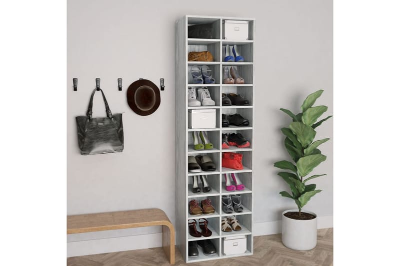 Kenkäkaappi betoninharmaa 54x34x183 cm lastulevy - Harmaa - Säilytys - Kenkäsäilytys