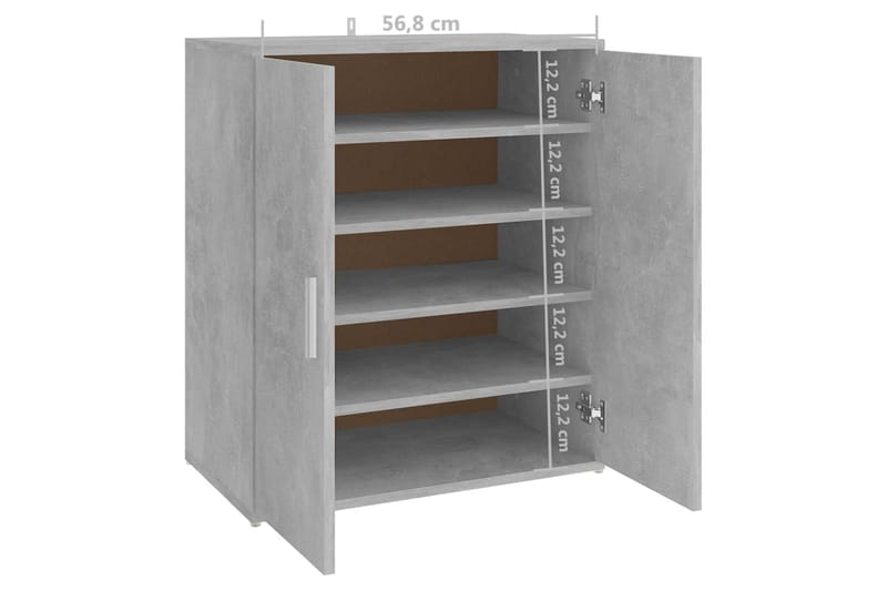 Kenkäkaappi betoninharmaa 60x35x70 cm lastulevy - Harmaa - Säilytys - Kenkäsäilytys