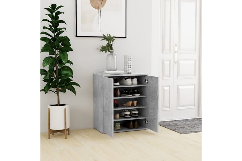 Kenkäkaappi betoninharmaa 60x35x70 cm lastulevy - Harmaa - Säilytys - Kenkäsäilytys