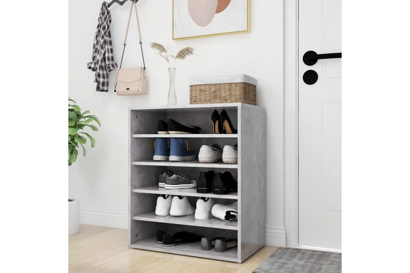 Kenkäkaappi betoninharmaa 60x35x70 cm lastulevy - Harmaa - Säilytys - Kenkäsäilytys