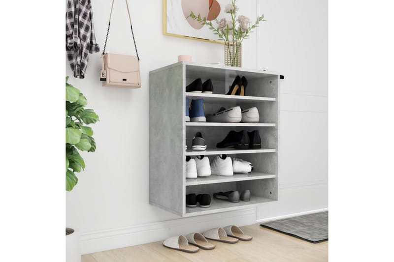 Kenkäkaappi betoninharmaa 60x35x70 cm lastulevy - Harmaa - Säilytys - Kenkäsäilytys
