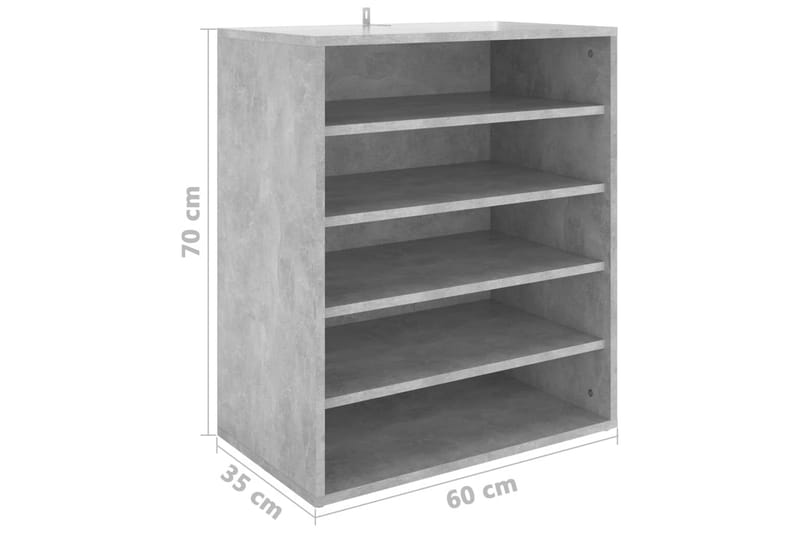 Kenkäkaappi betoninharmaa 60x35x70 cm lastulevy - Harmaa - Säilytys - Kenkäsäilytys