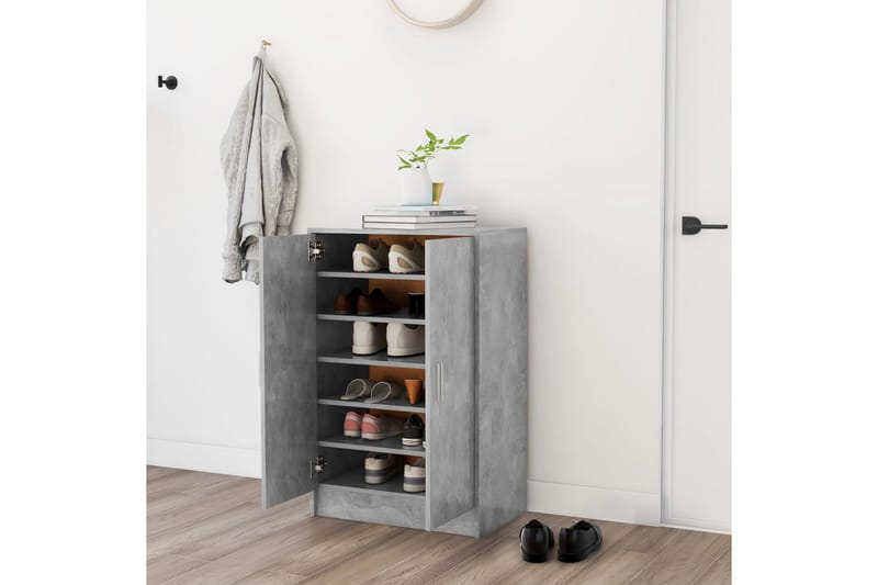 Kenkäkaappi betoninharmaa 60x35x92 cm lastulevy - Harmaa - Säilytys - Kenkäsäilytys
