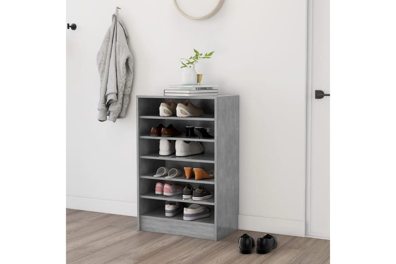 Kenkäkaappi betoninharmaa 60x35x92 cm lastulevy - Harmaa - Säilytys - Kenkäsäilytys