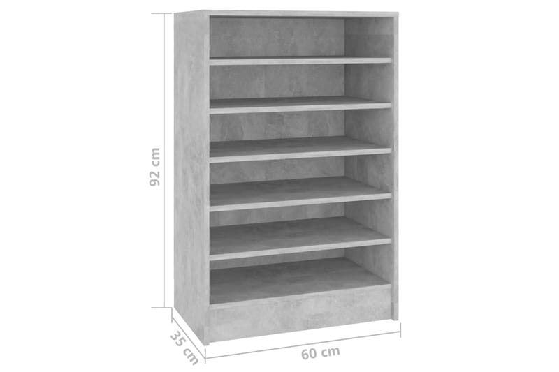 Kenkäkaappi betoninharmaa 60x35x92 cm lastulevy - Harmaa - Säilytys - Kenkäsäilytys