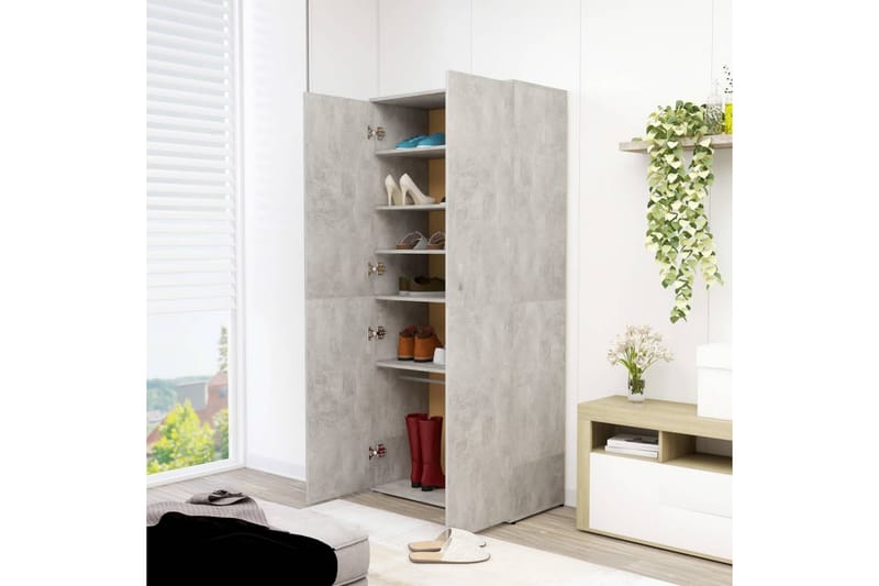 Kenkäkaappi betoninharmaa 80x39x178 cm lastulevy - Harmaa - Säilytys - Kenkäsäilytys