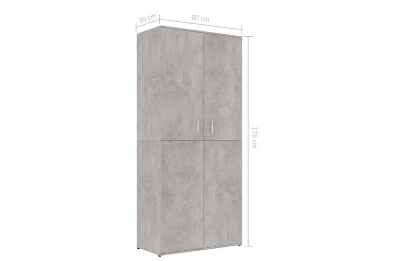 Kenkäkaappi betoninharmaa 80x39x178 cm lastulevy - Harmaa - Säilytys - Kenkäsäilytys