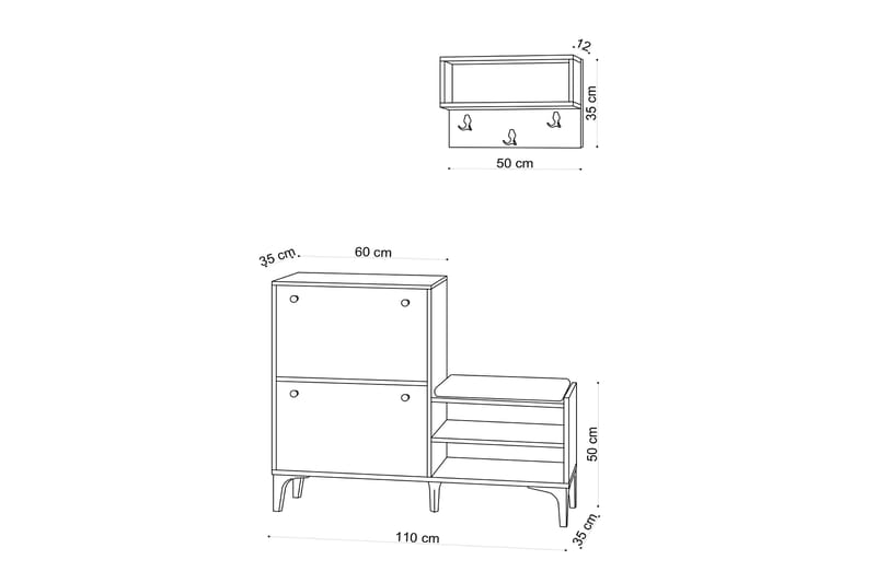 Kenkäkaappi Bredene 110x35 cm - Luonnonväri - Säilytyskaappi - Kenkäsäilytys - Eteisen säilytys - Kenkäkaappi