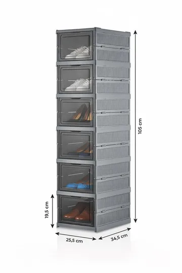 Kenkäkaappi Hanah Home Lavine 105 (25,5 x 105 x 34,5 cm) Antrasiitti - Antrasiitti - Säilytys - Kenkäsäilytys