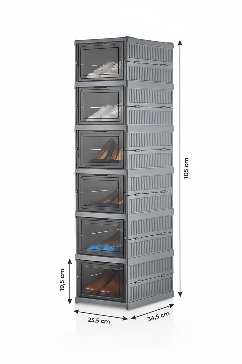 Kenkäkaappi Hanah Home Lavine 105 (25,5 x 105 x 34,5 cm) Antrasiitti - Antrasiitti - Säilytys - Kenkäsäilytys