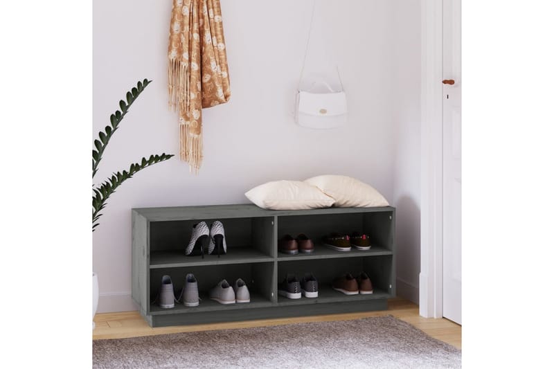 Kenkäkaappi harmaa 110x34x45 cm täysi mänty - Harmaa - Säilytys - Kenkäsäilytys - Kenkäteline & kenkähylly