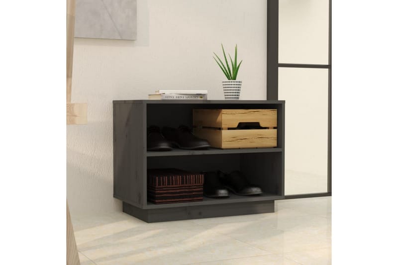 Kenkäkaappi harmaa 60x34x45 cm täysi mänty - Harmaa - Säilytys - Kenkäsäilytys