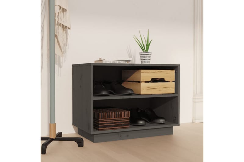 Kenkäkaappi harmaa 60x34x45 cm täysi mänty - Harmaa - Säilytys - Kenkäsäilytys