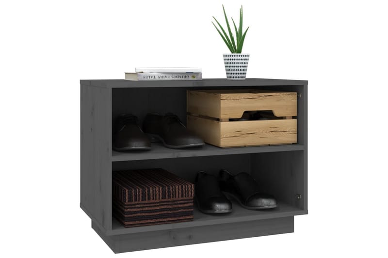 Kenkäkaappi harmaa 60x34x45 cm täysi mänty - Harmaa - Säilytys - Kenkäsäilytys