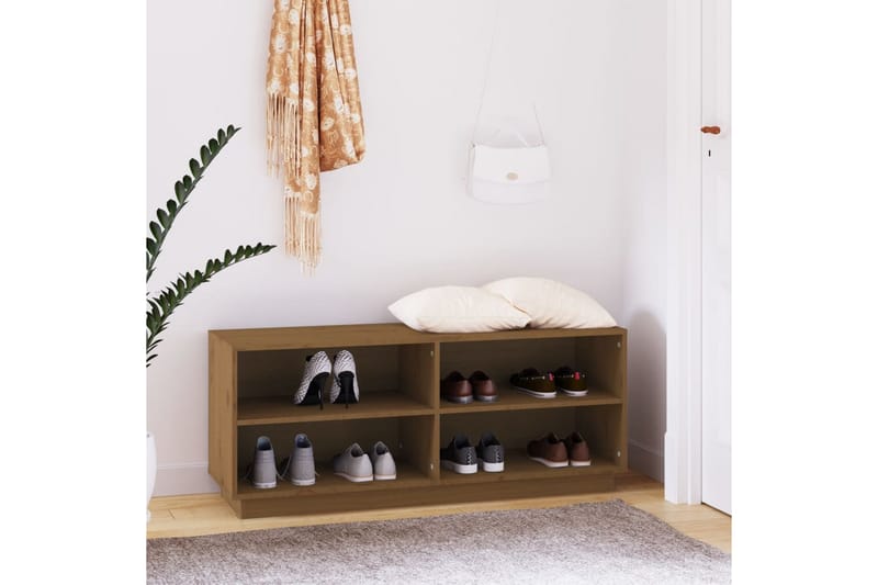 Kenkäkaappi hunajanruskea 140x35x45 cm täysi mänty - Ruskea - Säilytys - Kenkäsäilytys